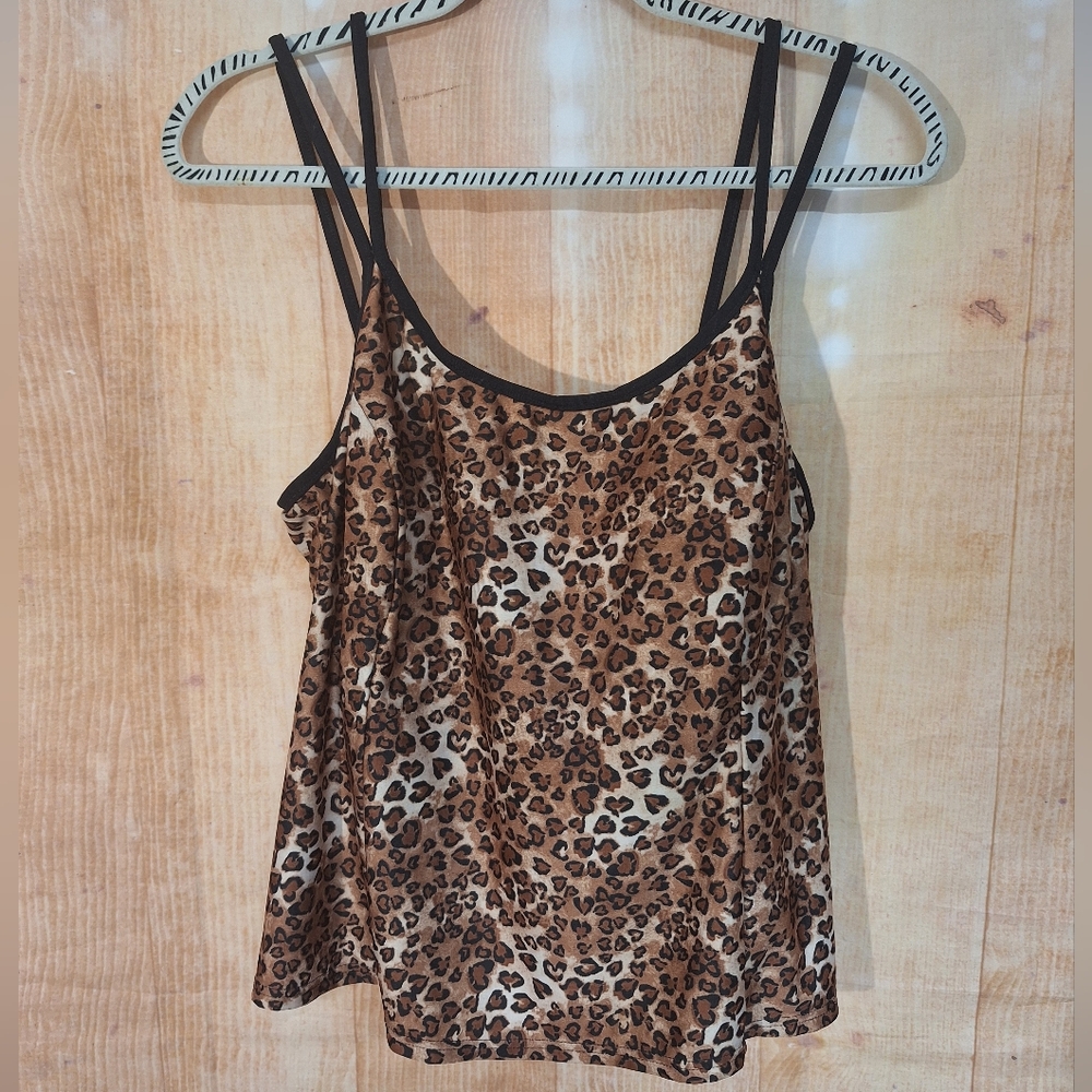 QVC Brown and Tan Fitted Camisole Swimwear